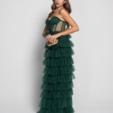 Glamour Long Dress with Tulle Bands