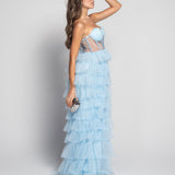 Robe longue glamour avec bandes en tulle