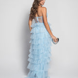 Robe longue glamour avec bandes en tulle