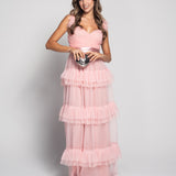 Robe longue en tulle glamour