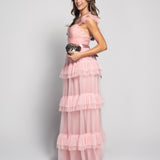 Robe longue en tulle glamour