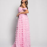 Robe longue glamour avec ourlets en tulle