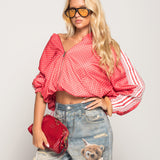 Bomber Ti.Amo Polka Dot & Listra Tripla Com Guipura