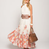 Vestido Ti.Amo Longo Halter Barra Com Estampado Degradê