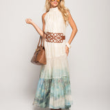 Vestido Ti.Amo Longo Halter Barra Com Estampado Degradê