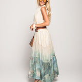 Vestido Ti.Amo Longo Halter Barra Com Estampado Degradê