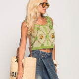 Top Ti.Amo Cropped De Malha Bordado Detalhado