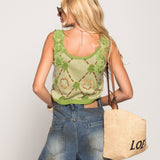 Top Ti.Amo Cropped De Malha Bordado Detalhado