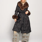 Blusão Ti.Amo De Penas De Ganso Formato Losângulos Pêlo Raposa