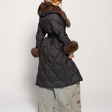 Blusão Ti.Amo De Penas De Ganso Formato Losângulos Pêlo Raposa