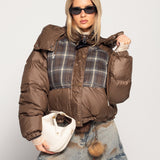 Blusão Ti.Amo De Penas De Ganso Com Tecido Tartan