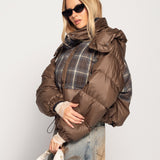 Blusão Ti.Amo De Penas De Ganso Com Tecido Tartan