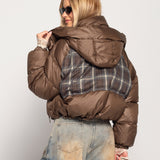 Blusão Ti.Amo De Penas De Ganso Com Tecido Tartan