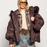 Blusão Ti.Amo De Penas De Ganso Gola Pêlo Sintético