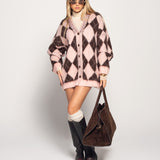 Casaco Ti.Amo De Malha Losângulos Strass