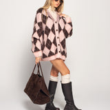 Casaco Ti.Amo De Malha Losângulos Strass