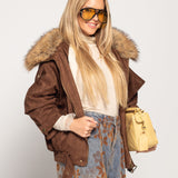 Biker Ti.Amo Efeito Pele Forrado A Pêlo Com Pêlo Na Gola