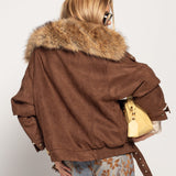 Biker Ti.Amo Efeito Pele Forrado A Pêlo Com Pêlo Na Gola