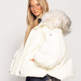 Blusão Ti.Amo De Penas De Ganso Gola Pêlo Sintético