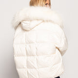 Blusão Ti.Amo Curto Glamour De Penas De Ganso Pêlo Raposa